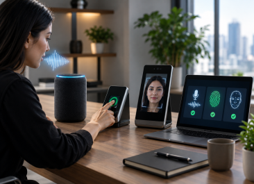Voice and Fingerprint and Facial Recognition